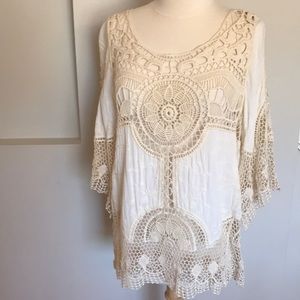 Boutique Vintage inspired lace crocheted top